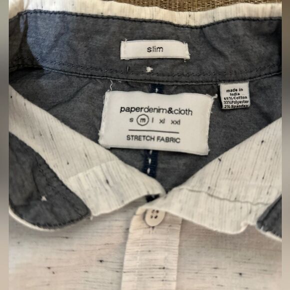 PAPER DENIIM & CLOTH Young Men’s/Boys White Short Sleeve Button Up Shirt Size M - Picture 2 of 3